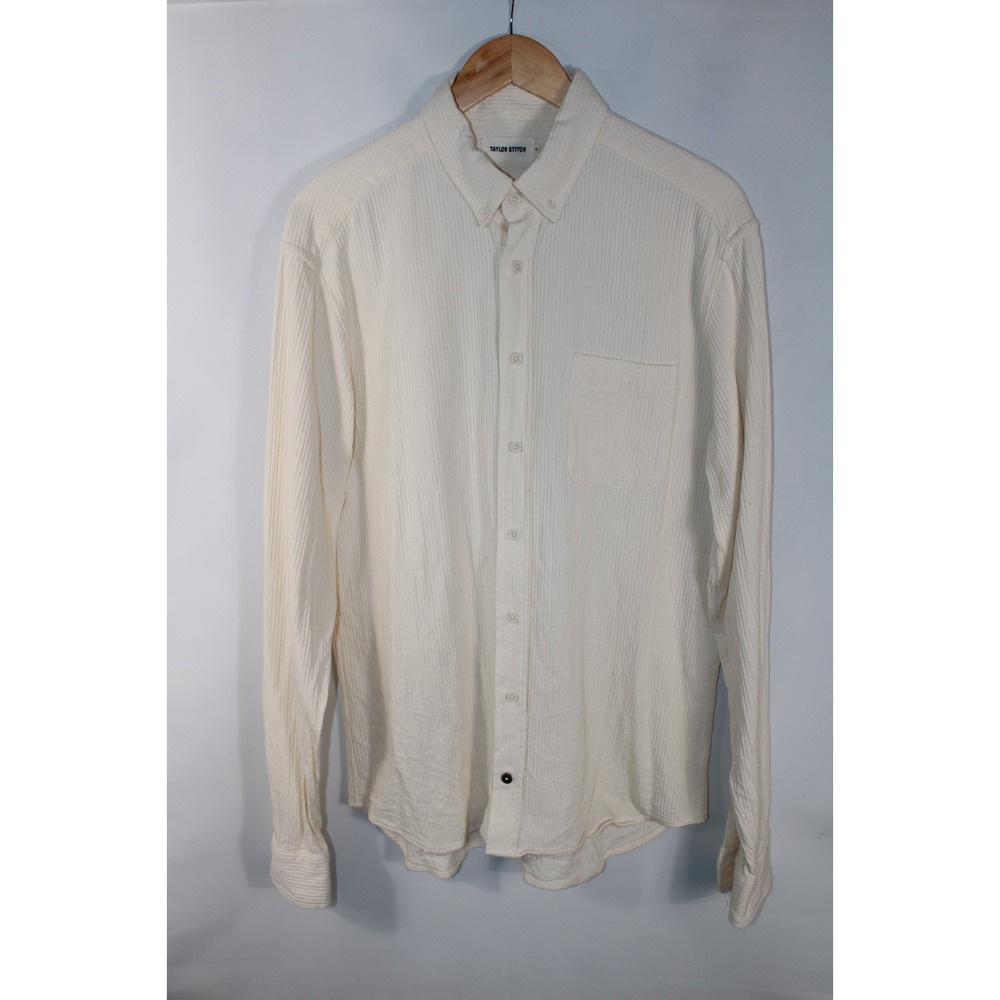 Taylor Stitch Men's Size 44 Cream Corduroy Long Sleeve Button Down Shirt